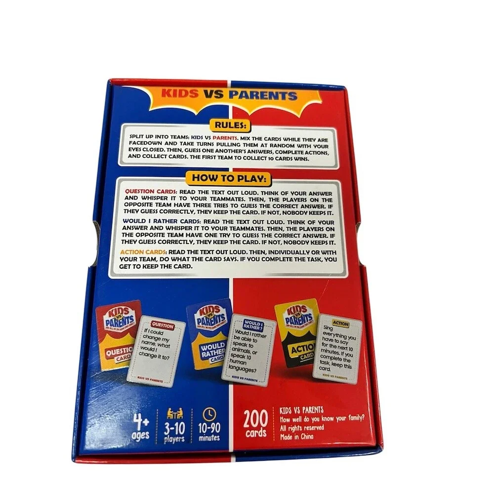 Kids vs Parents Family Card Game How Well Do You Know Your Family